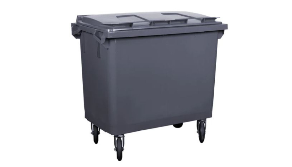 Plastcontainer 660L hvid bigbag med H.J.Hansen Råstoffer logo på
