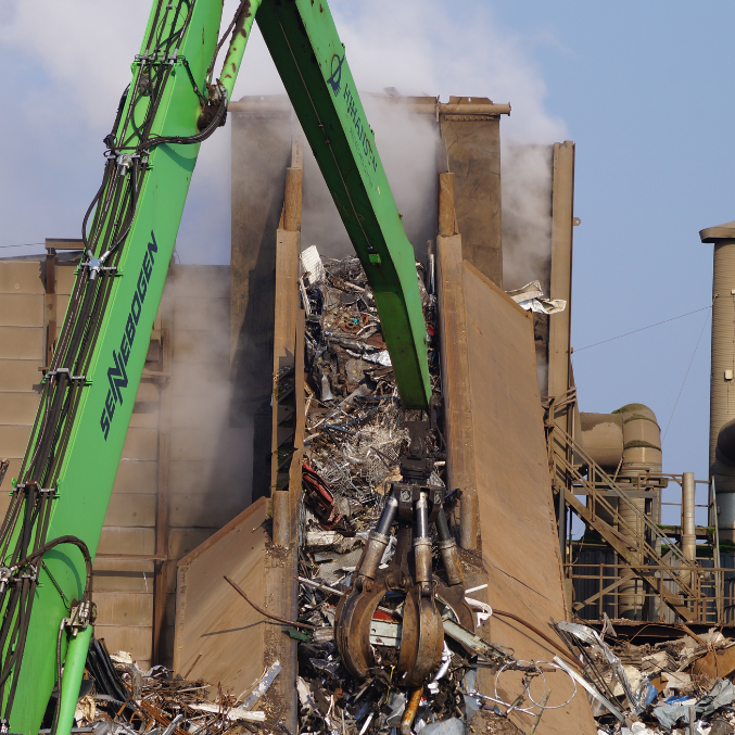 shredderanlægger der er i gang hos HJHansen Recycling Group
